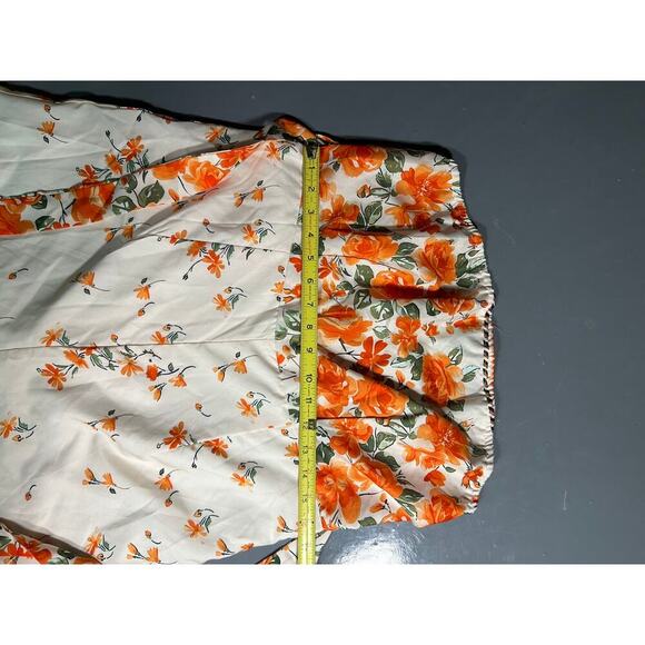 GOMORN 2 peace, Strapless Wide Leg Jumpsuit floral orange Sz XL 12 44 NWT - Picture 10 of 14
